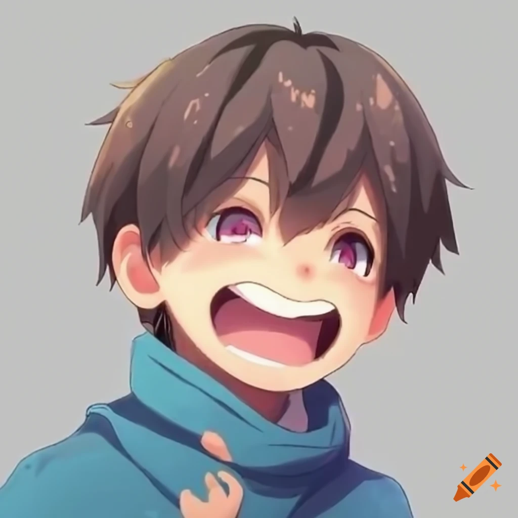 Cartoony anime 2d digital art of a boy with brown hair on Craiyon