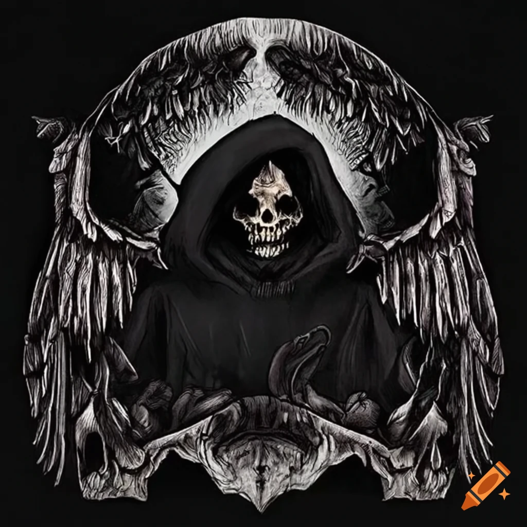 artistic representation of a reaper with bat wings