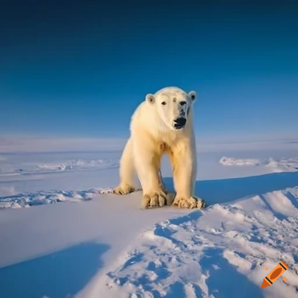 cursed polar bear in a nuclear winter
