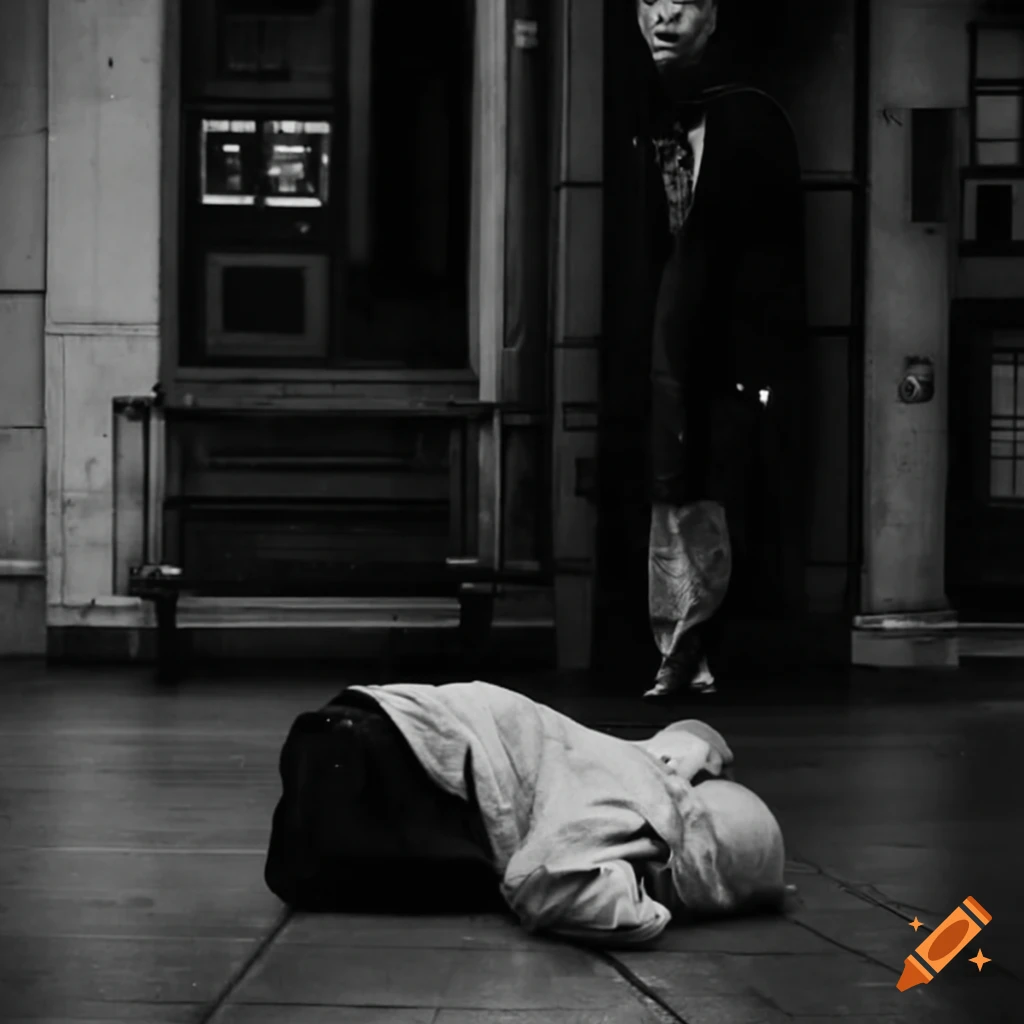 elderly man sitting on the floor at a train station