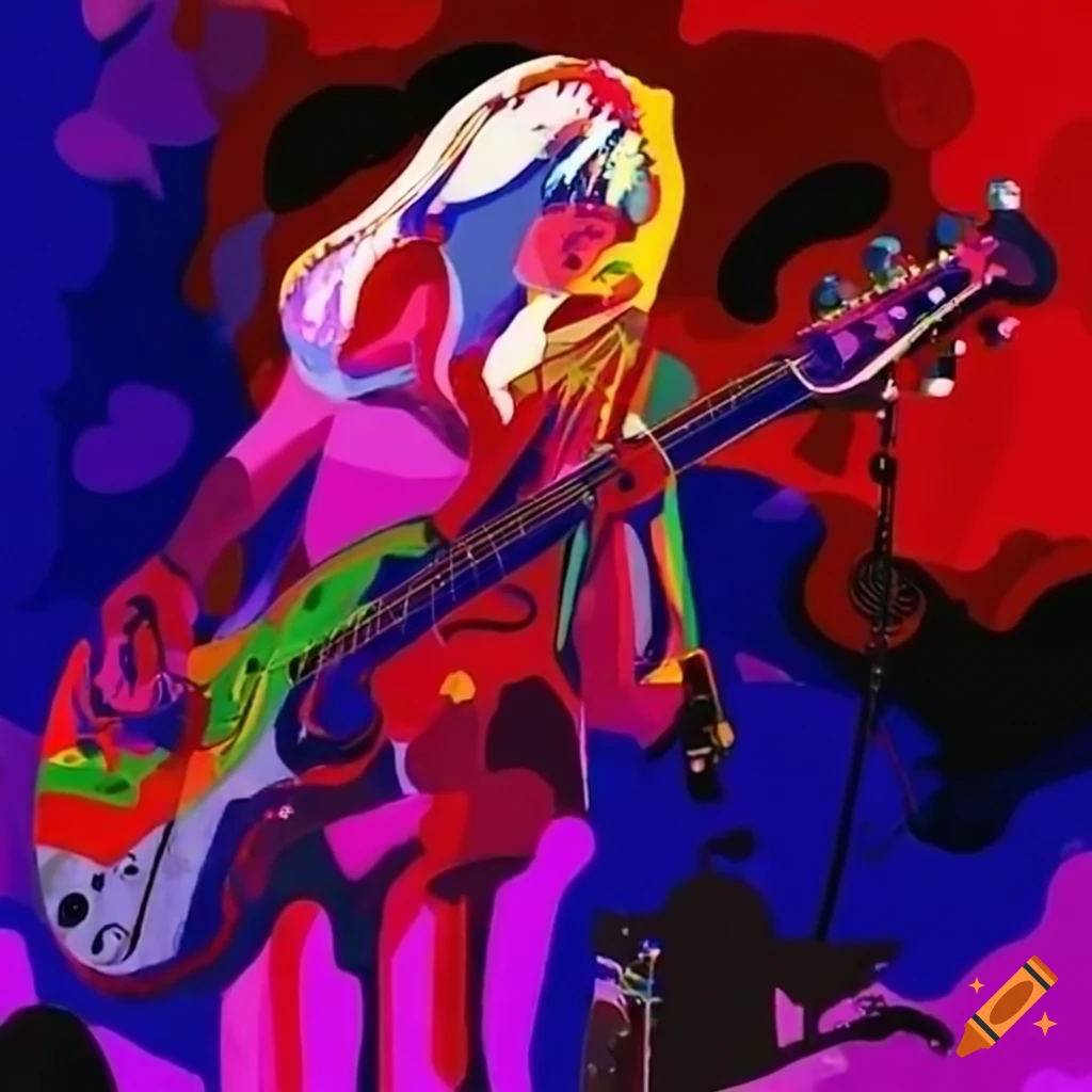Image of daisy may smith playing bass guitar on Craiyon