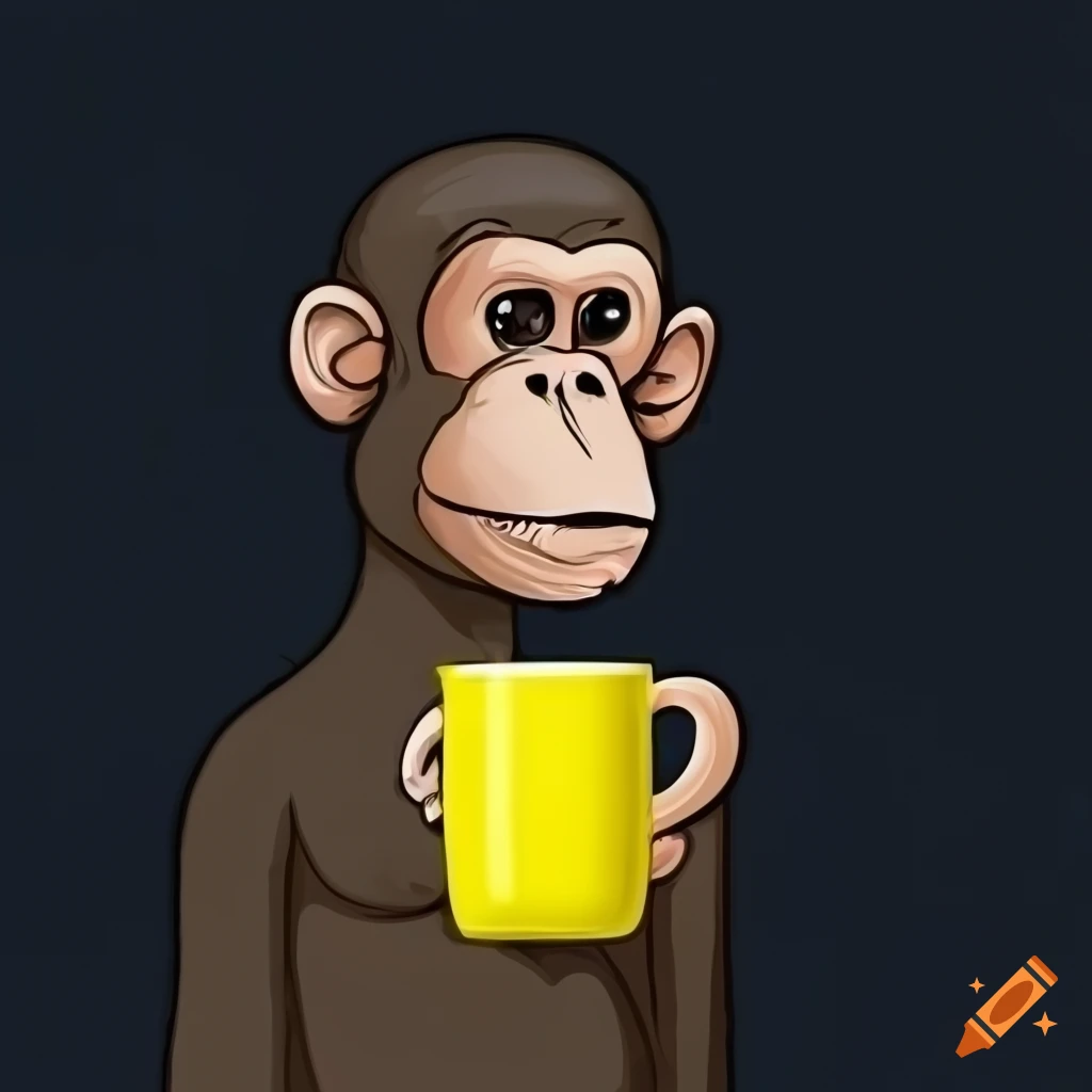 NFT image of a monkey holding a cup