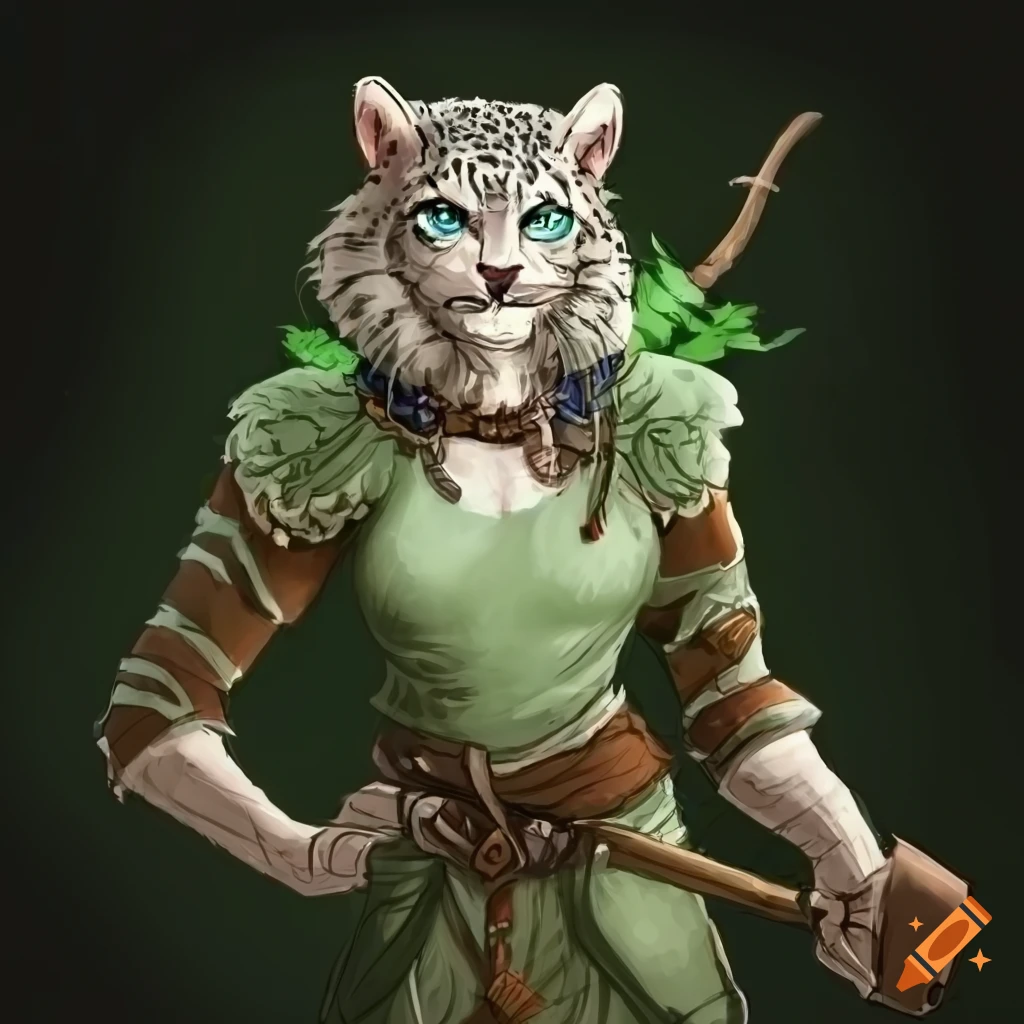 Image Of A Snow Leopard Tabaxi Dnd Character On Craiyon