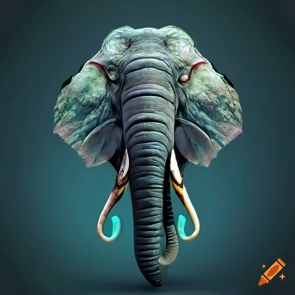 digital artwork of a powerful and detailed elephant