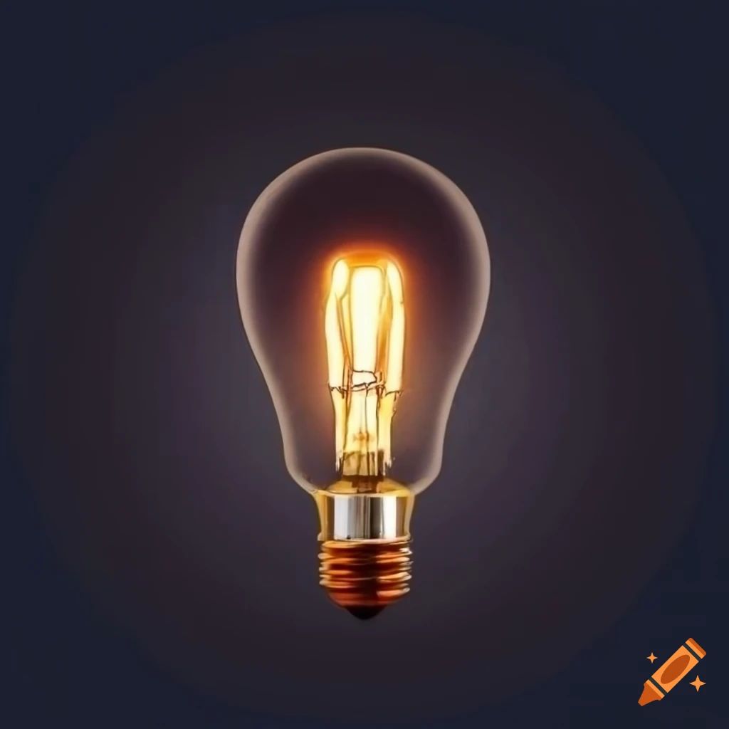 Retro style light bulb drawing on dark background on Craiyon