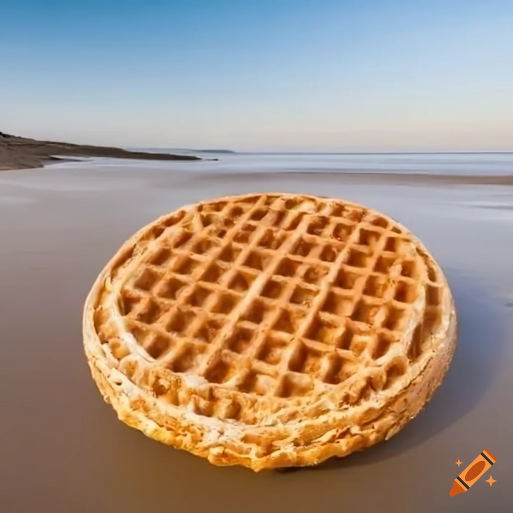 Giant waffle on the beach on craiyon