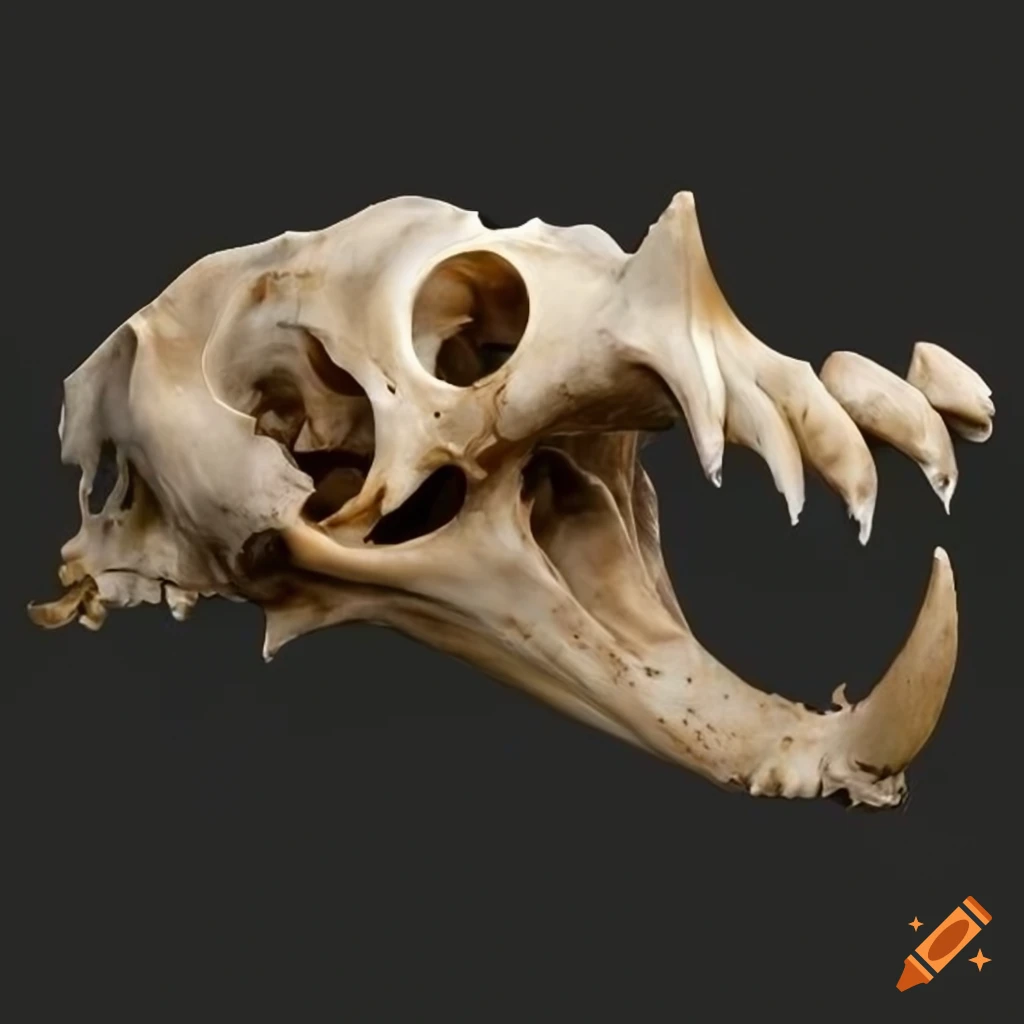 skull of a hammerhead rhinoceros near a waterhole