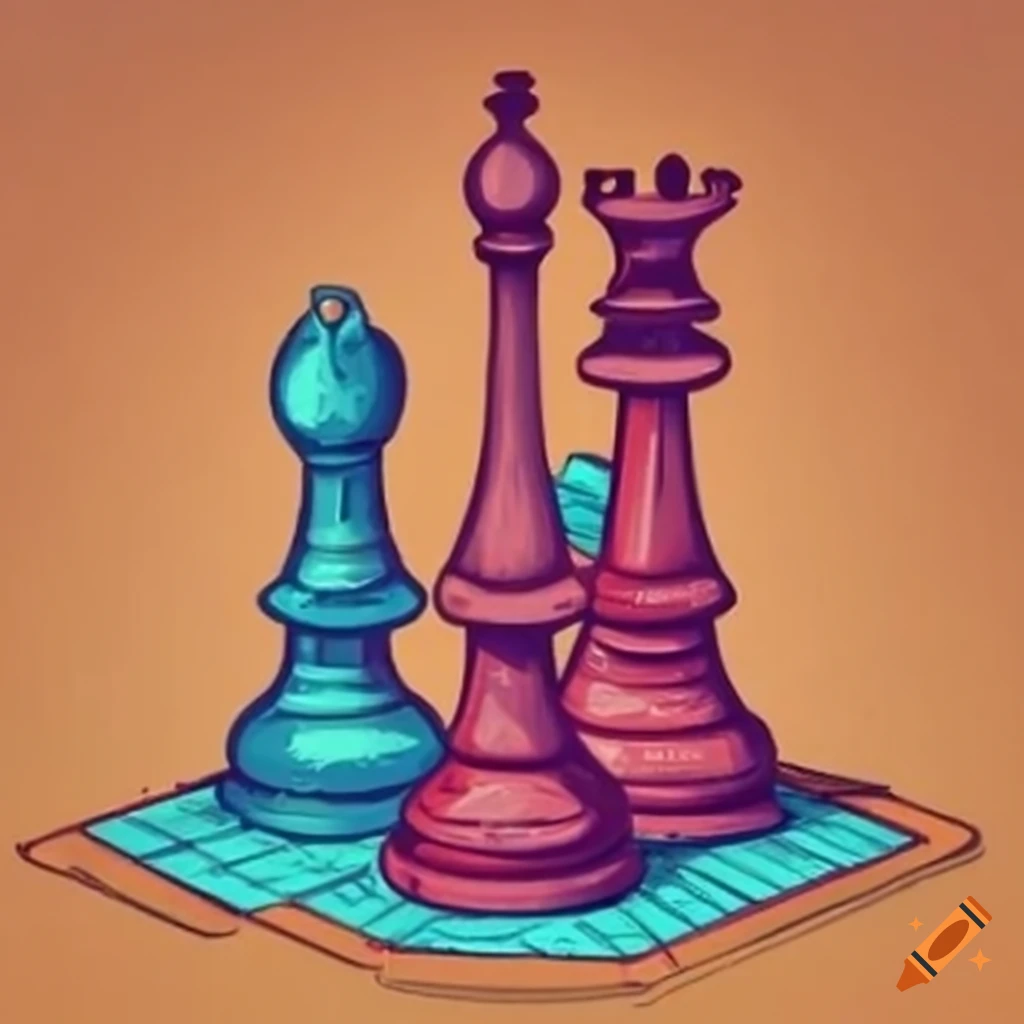 Neural network artistry chess pieces harmonize with skyscrapers in