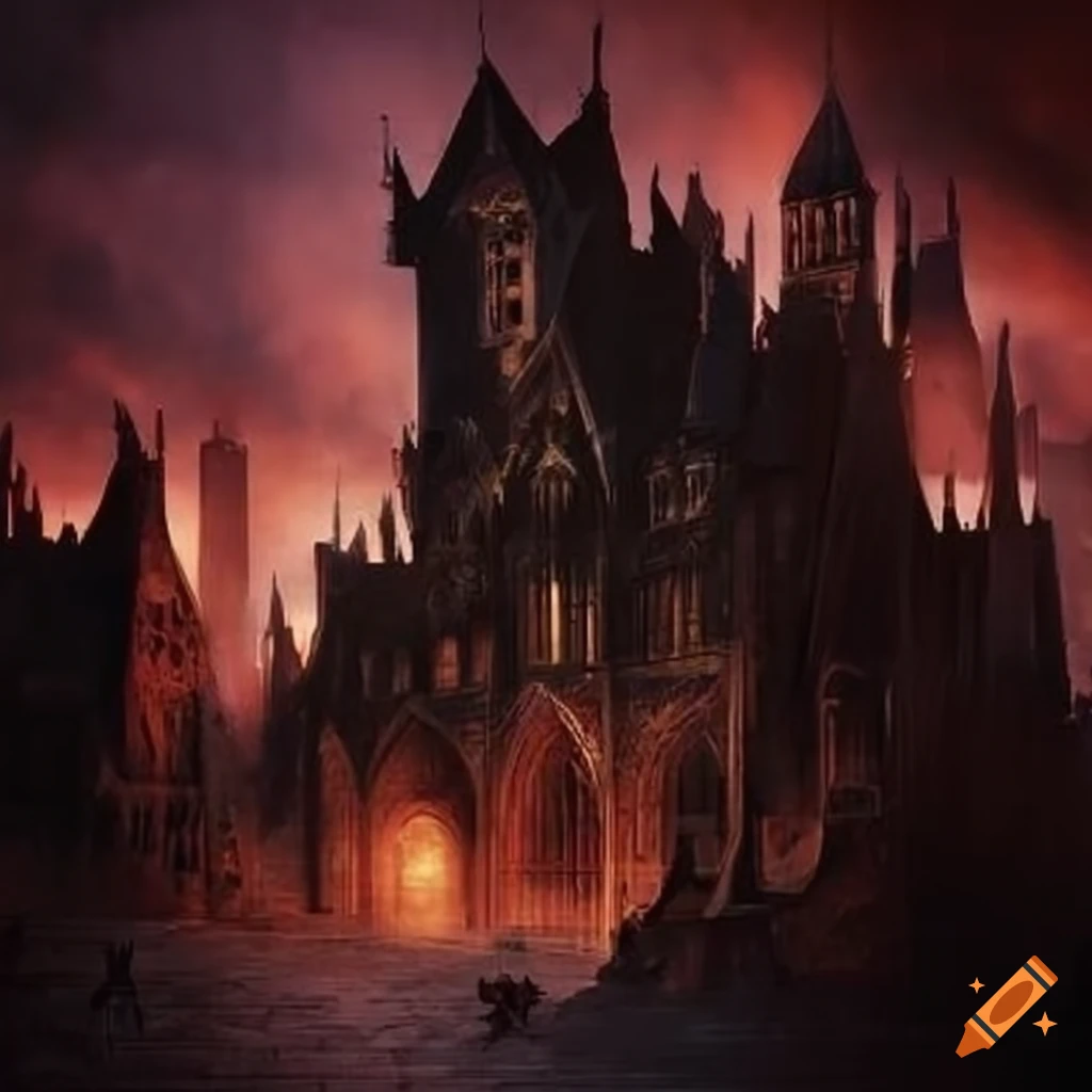 Gothic architecture with a vampire theme