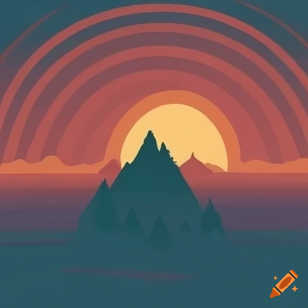 silhouette of mountains and rocket at sunset