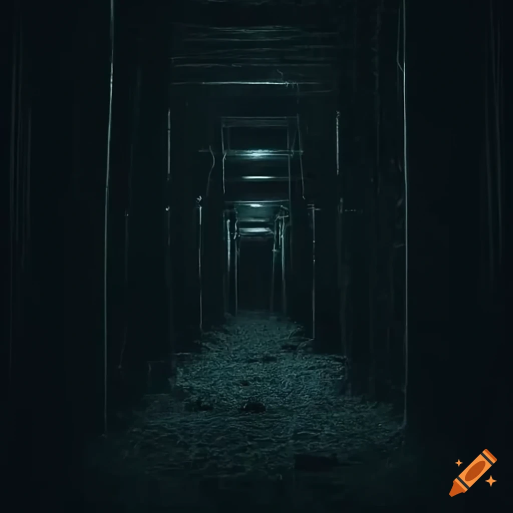 creepy creatures caught in spider's web in a dark corridor