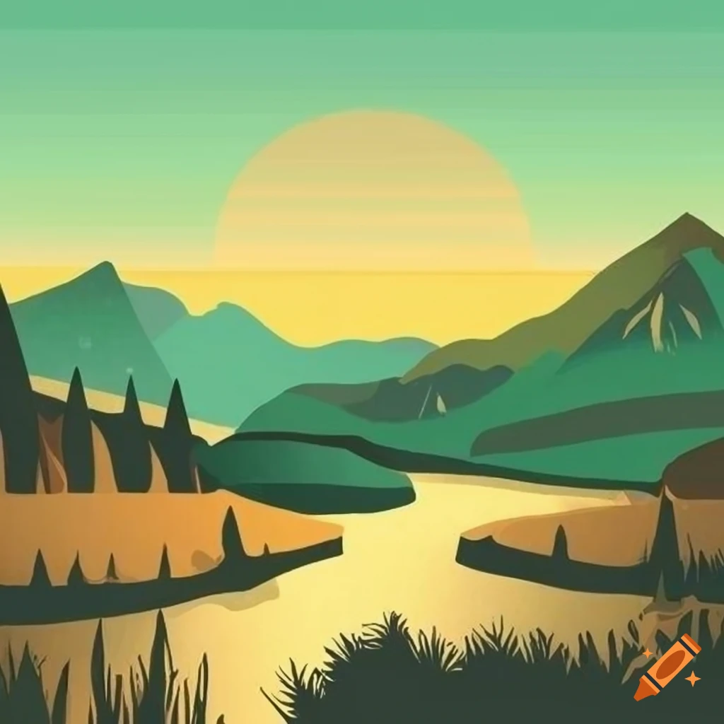 drawing-of-a-beautiful-mountain-in-plains-with-hard-shadows-and-full