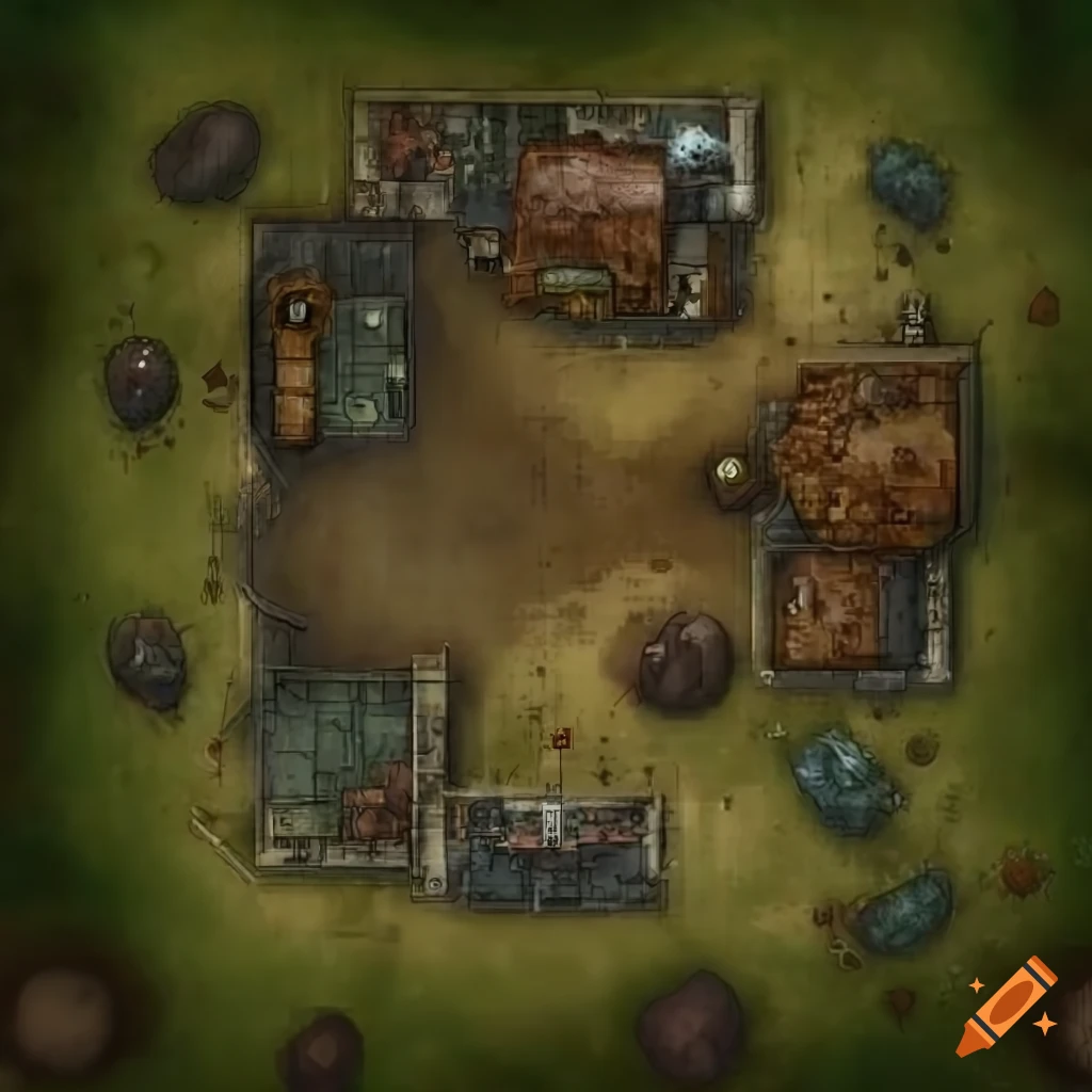 top-down view of an open field battlemap