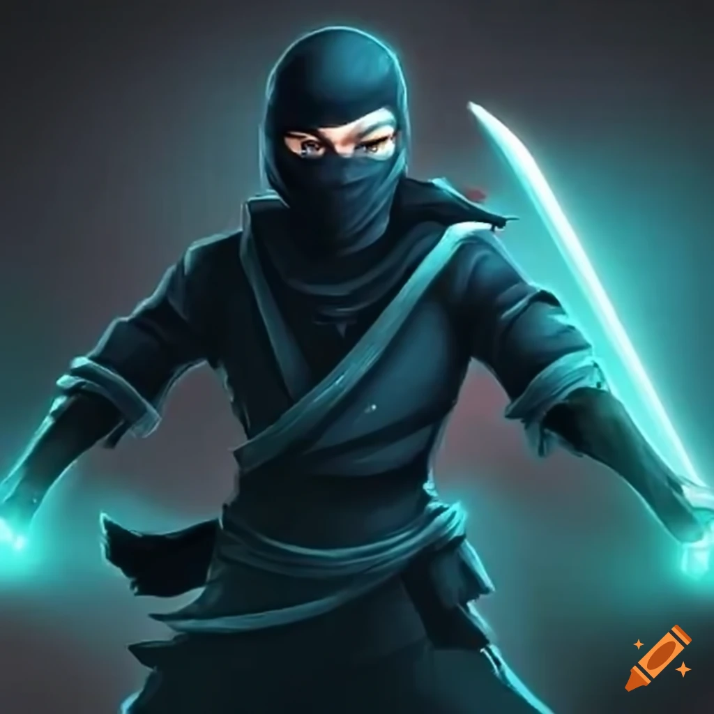 Ninja slashing with a glowing sword