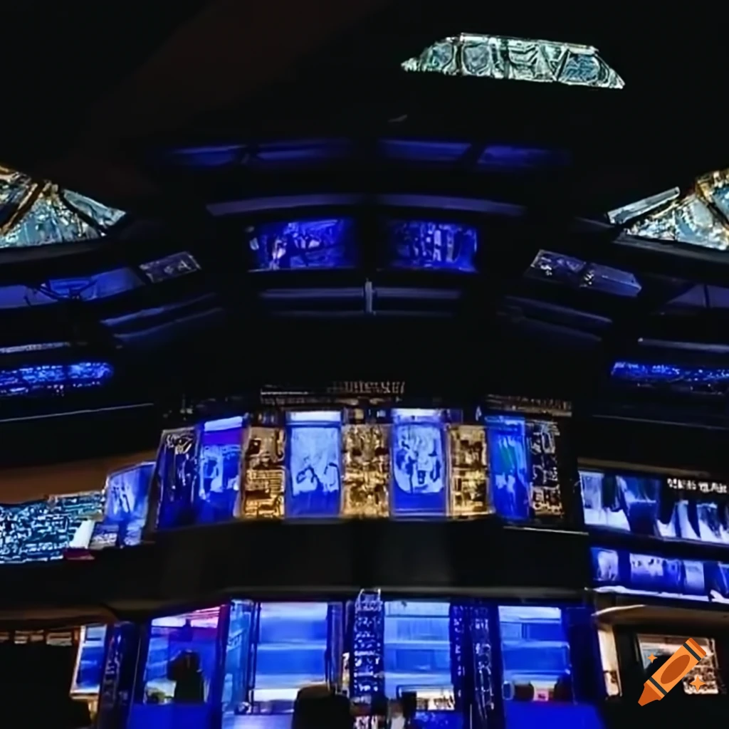 futuristic trading floor with traders wearing headsets