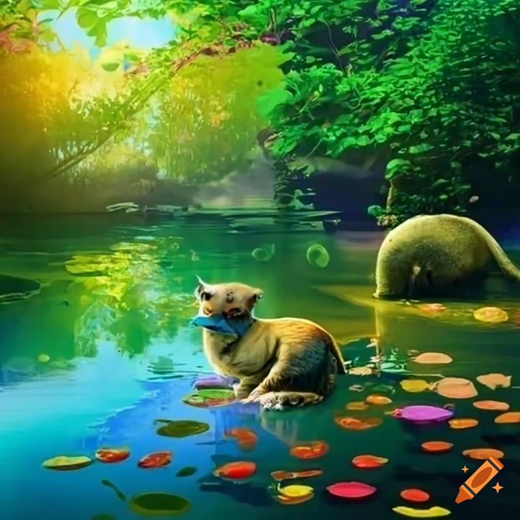 serene Asian-themed pet pond