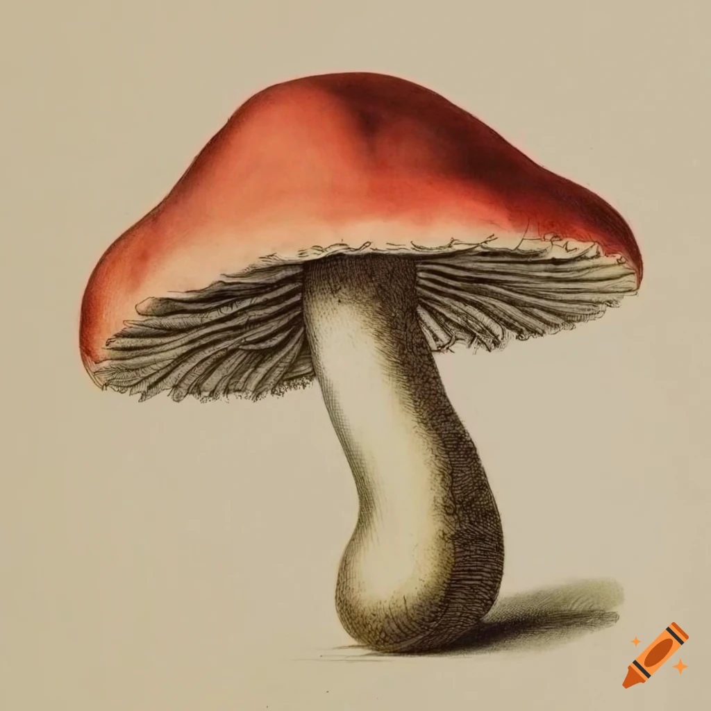 vintage scientific drawing of mushrooms