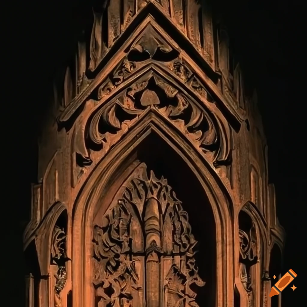 Architectural stave carving in high definition on Craiyon