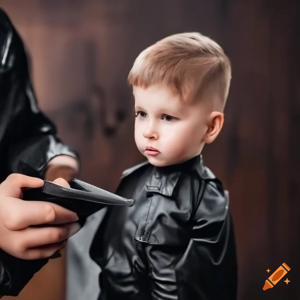 toddler boy getting a haircut by hairdresser