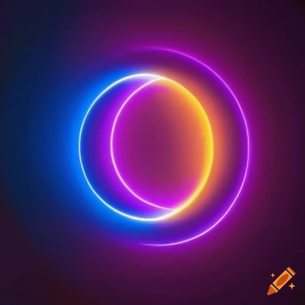 neon blue and purple flame in a circular shape