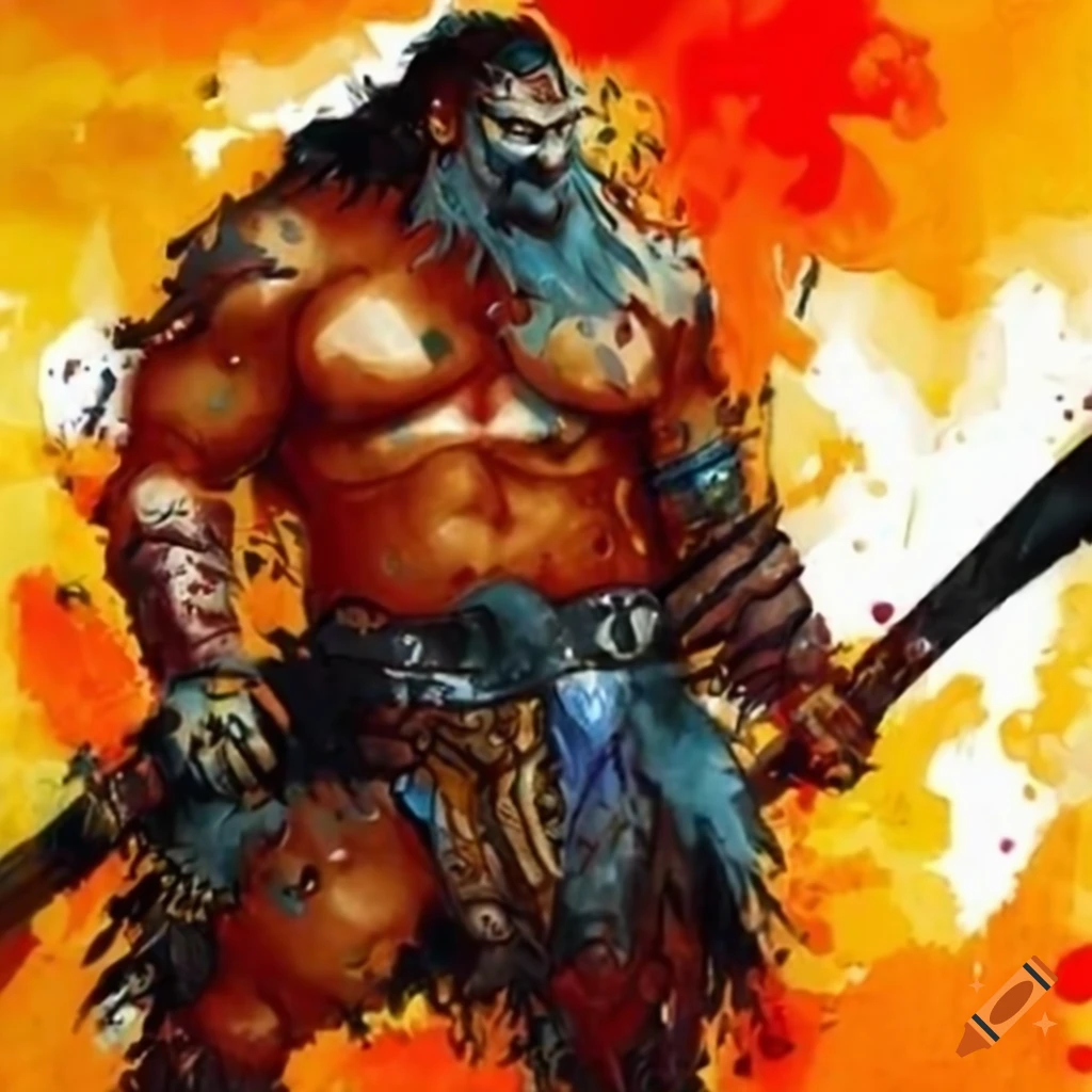 black and white artwork of a barbarian