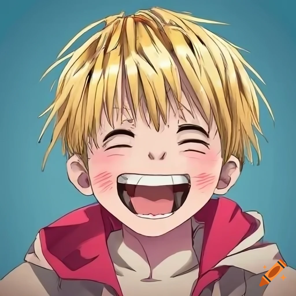 joyful manga character child with blond hair