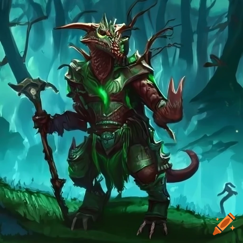 Detailed fantasy artwork of a druid in dragon armor on Craiyon