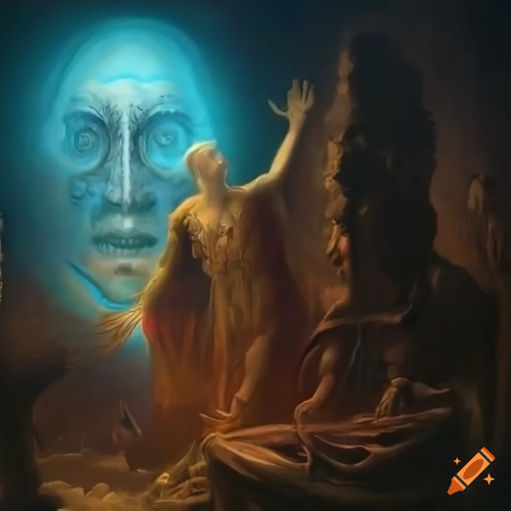 epic painting of a god controlling dreams