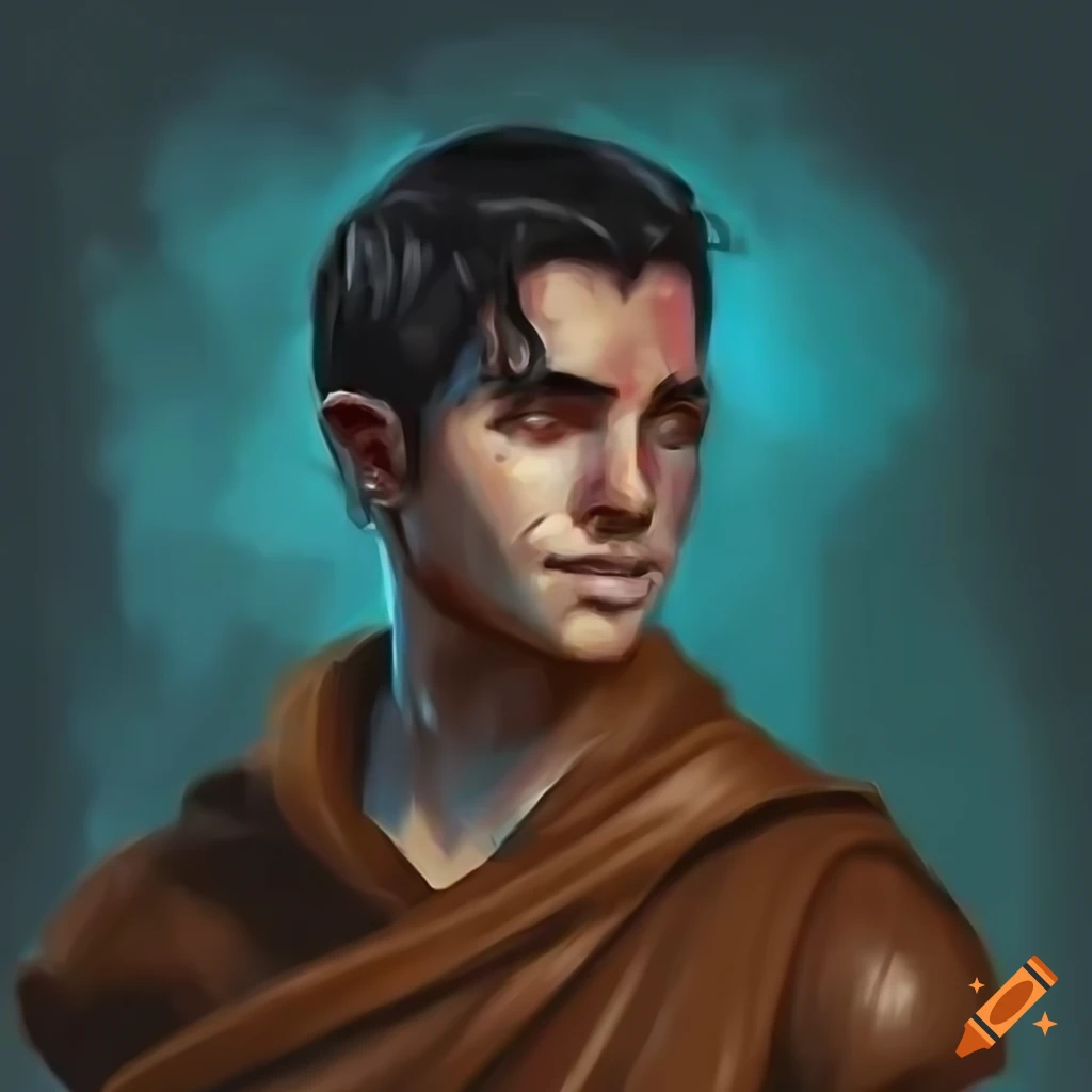 Character artwork of a young male monk in brown clothes on Craiyon