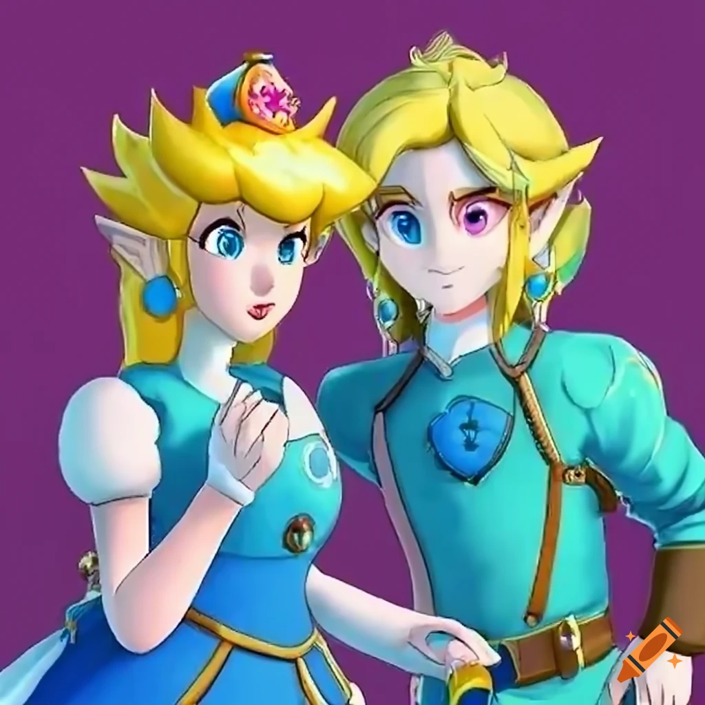 cosplay of Princess Peach and Link in ballroom attire