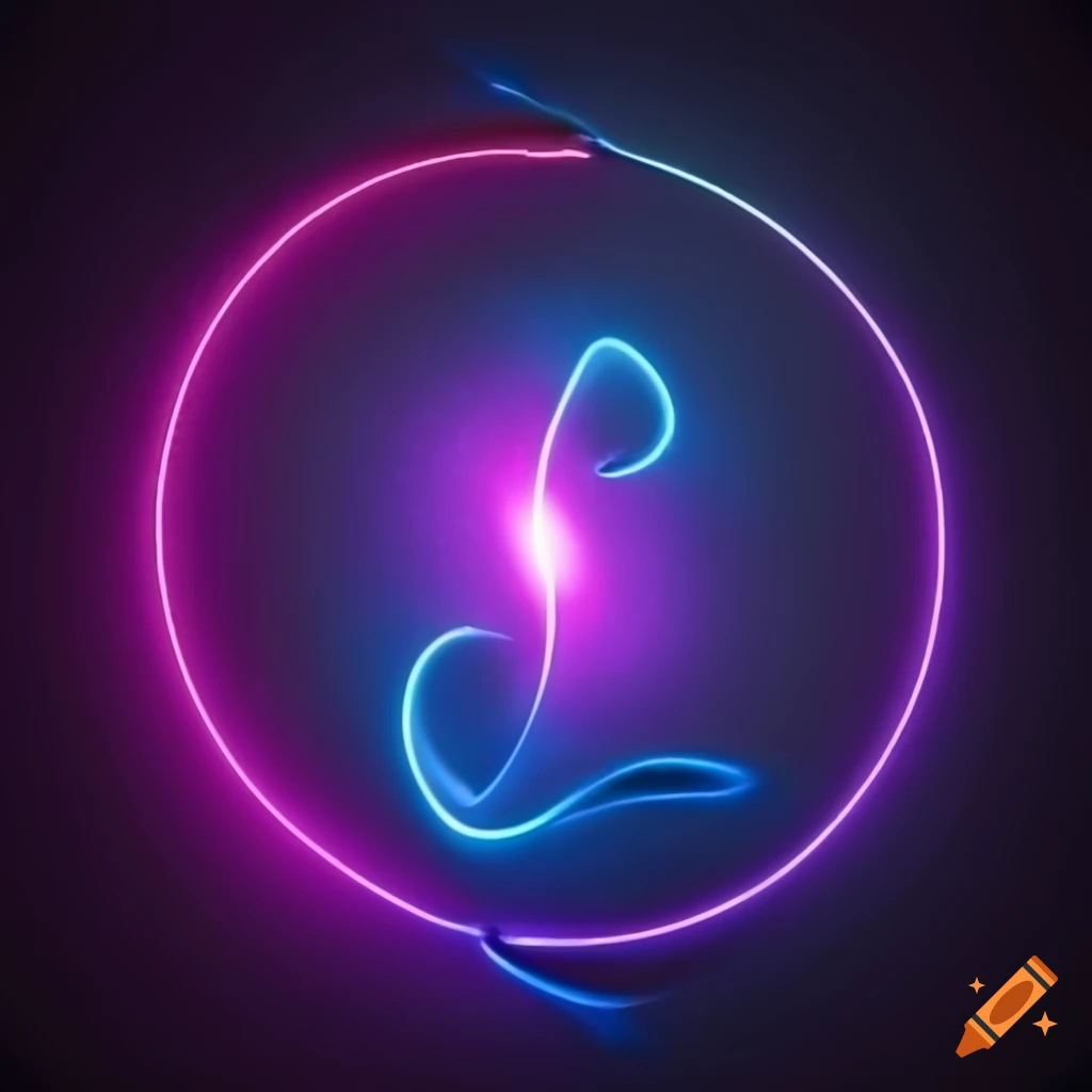 neon circle with blue and purple flame