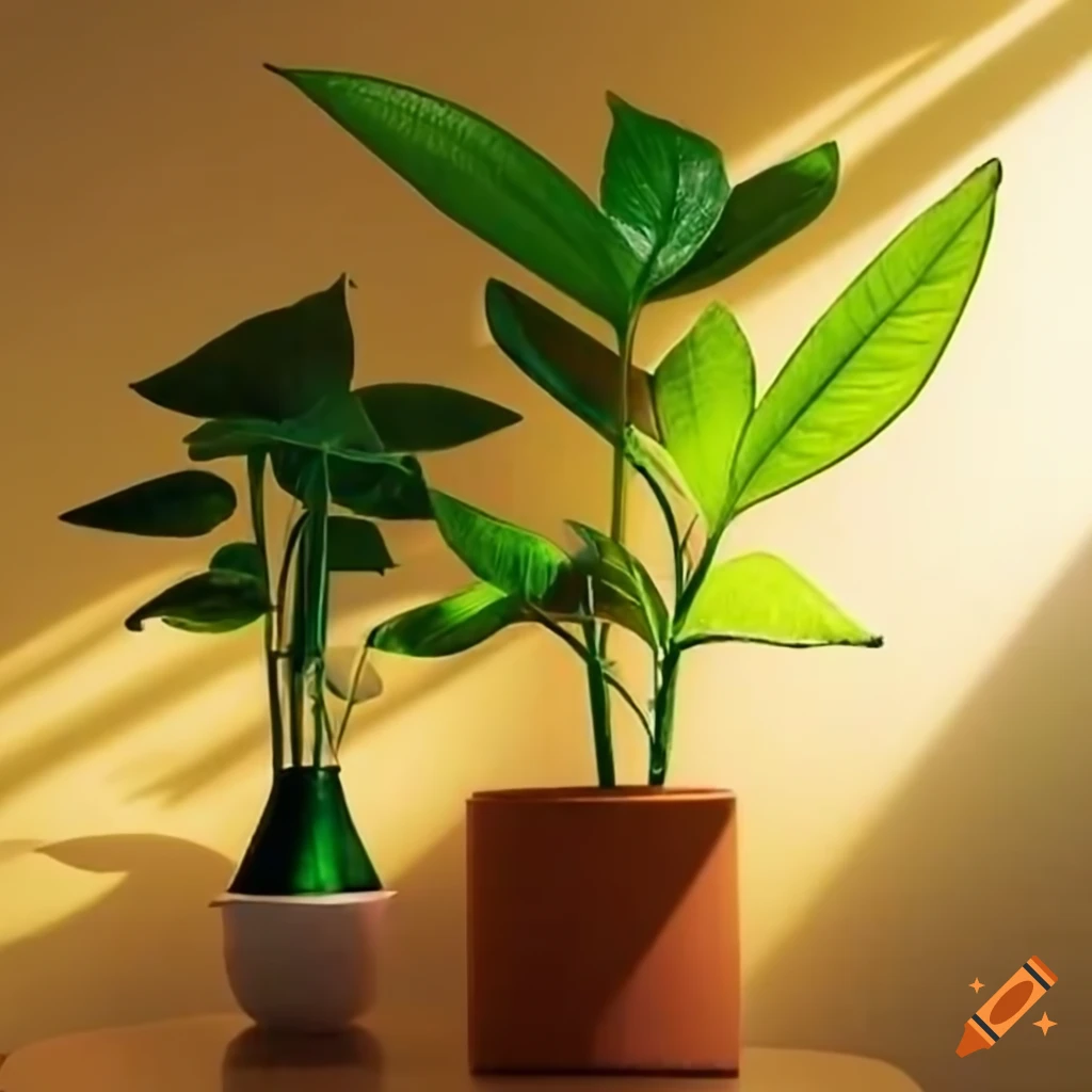 indoor plant with reflector for sunlight