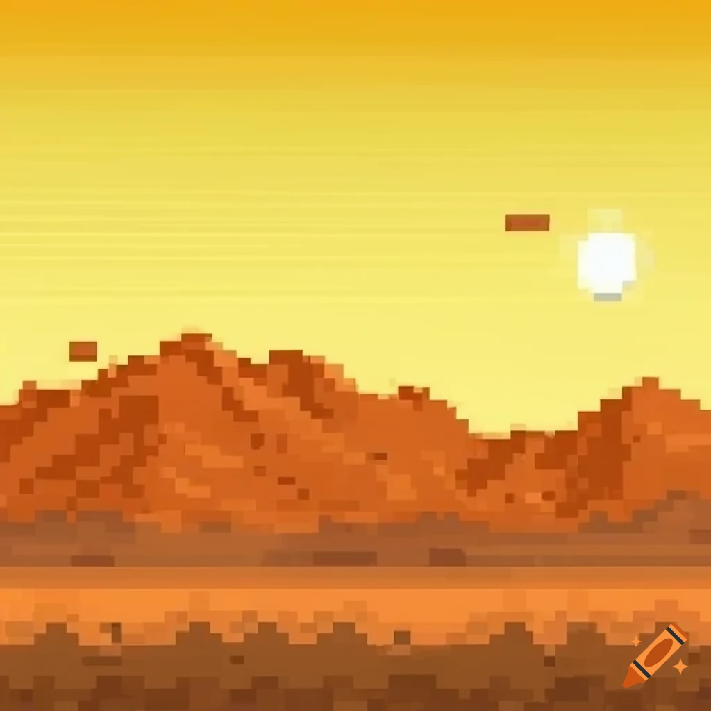 pixel art of a daytime desert scene