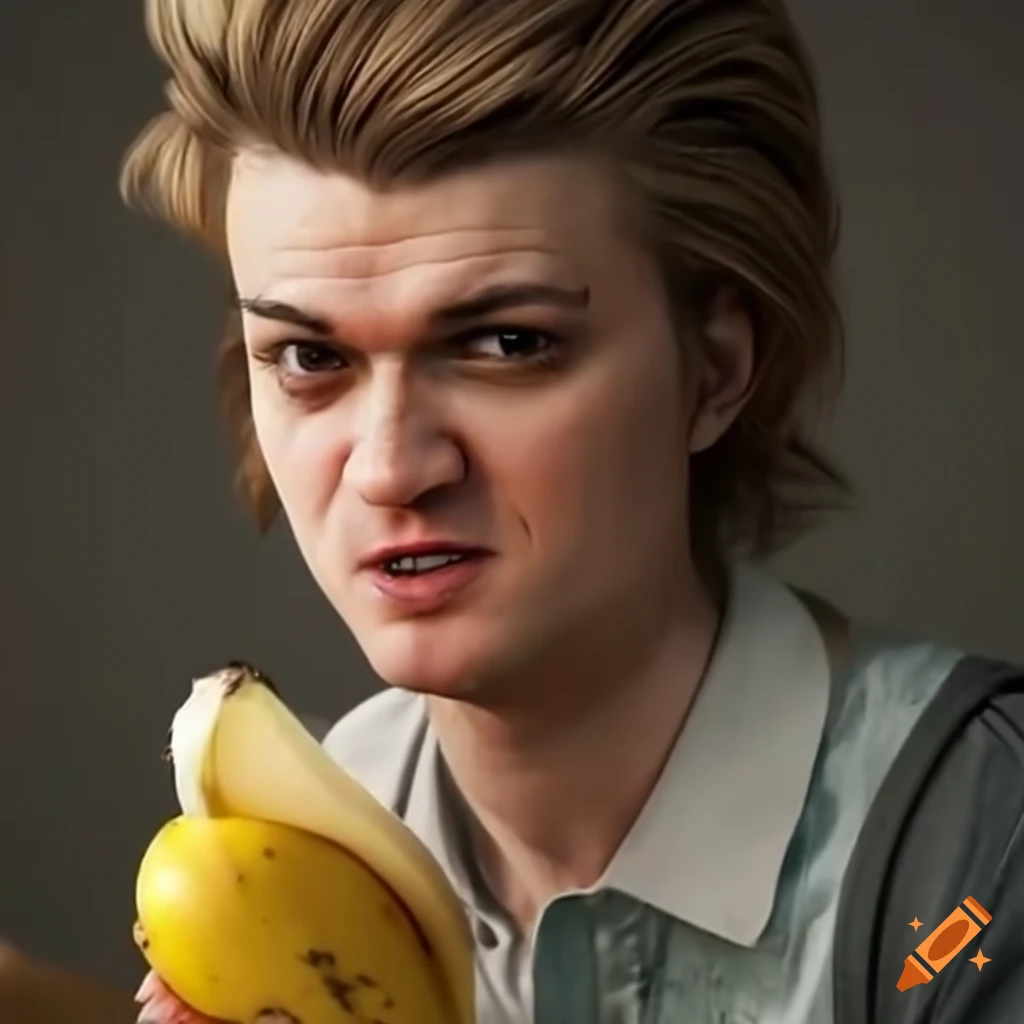 Joe keery eating a banana