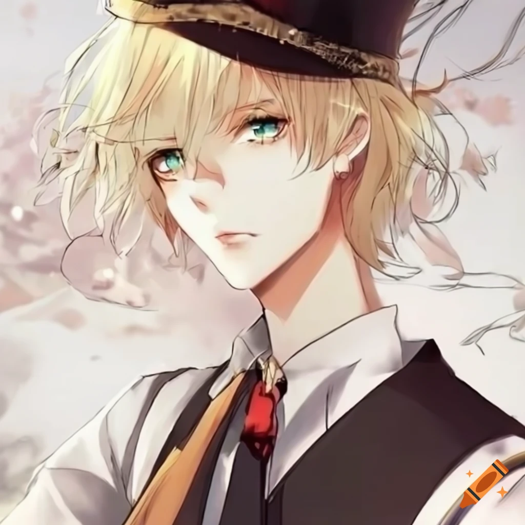 anime-inspired image of a stylish boy with a top hat