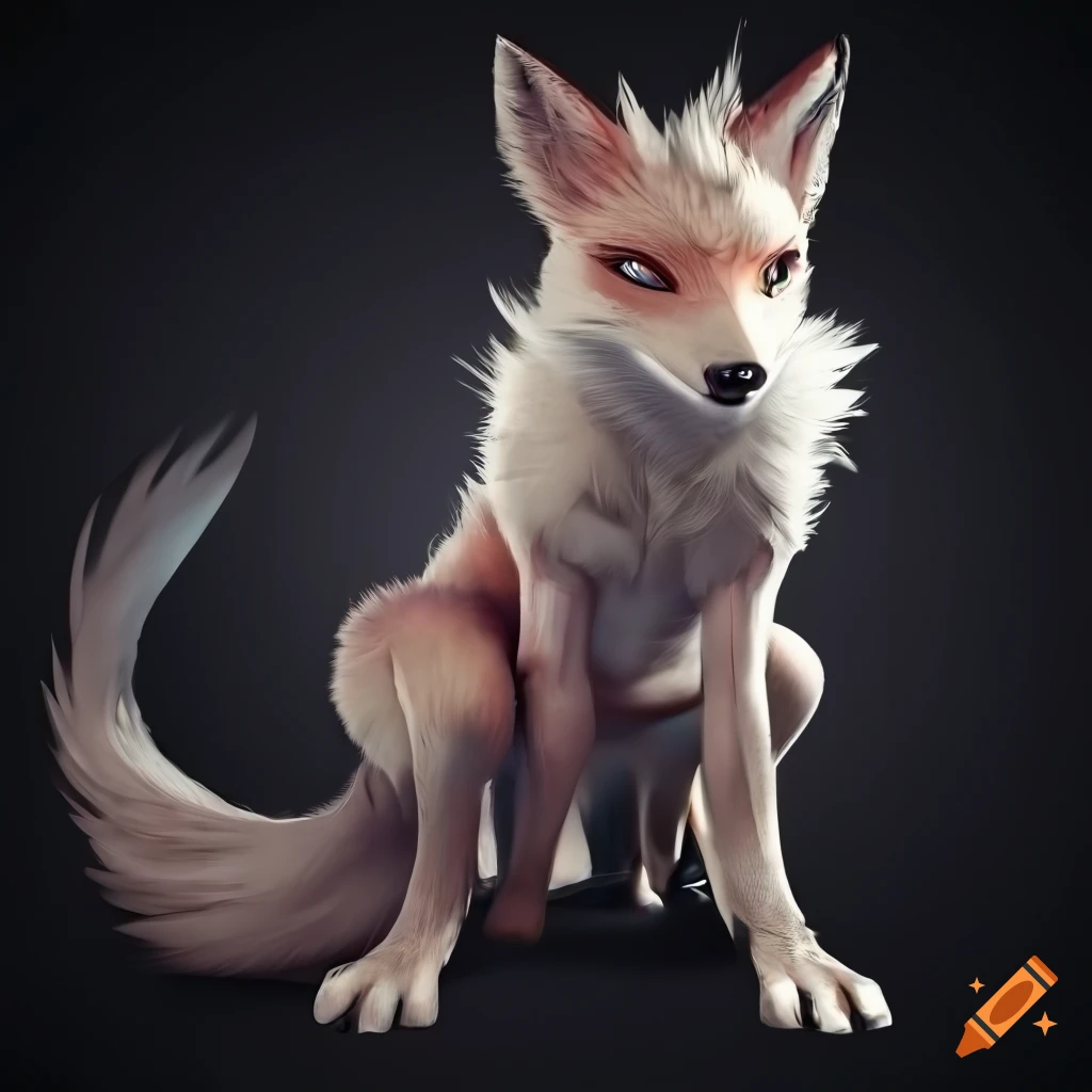 Render of a nine-tailed fox in realistic style on Craiyon