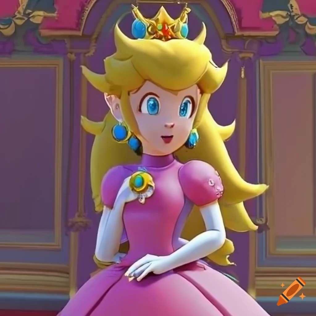Link admiring princess peach's ballgown in the palace dressing room on ...