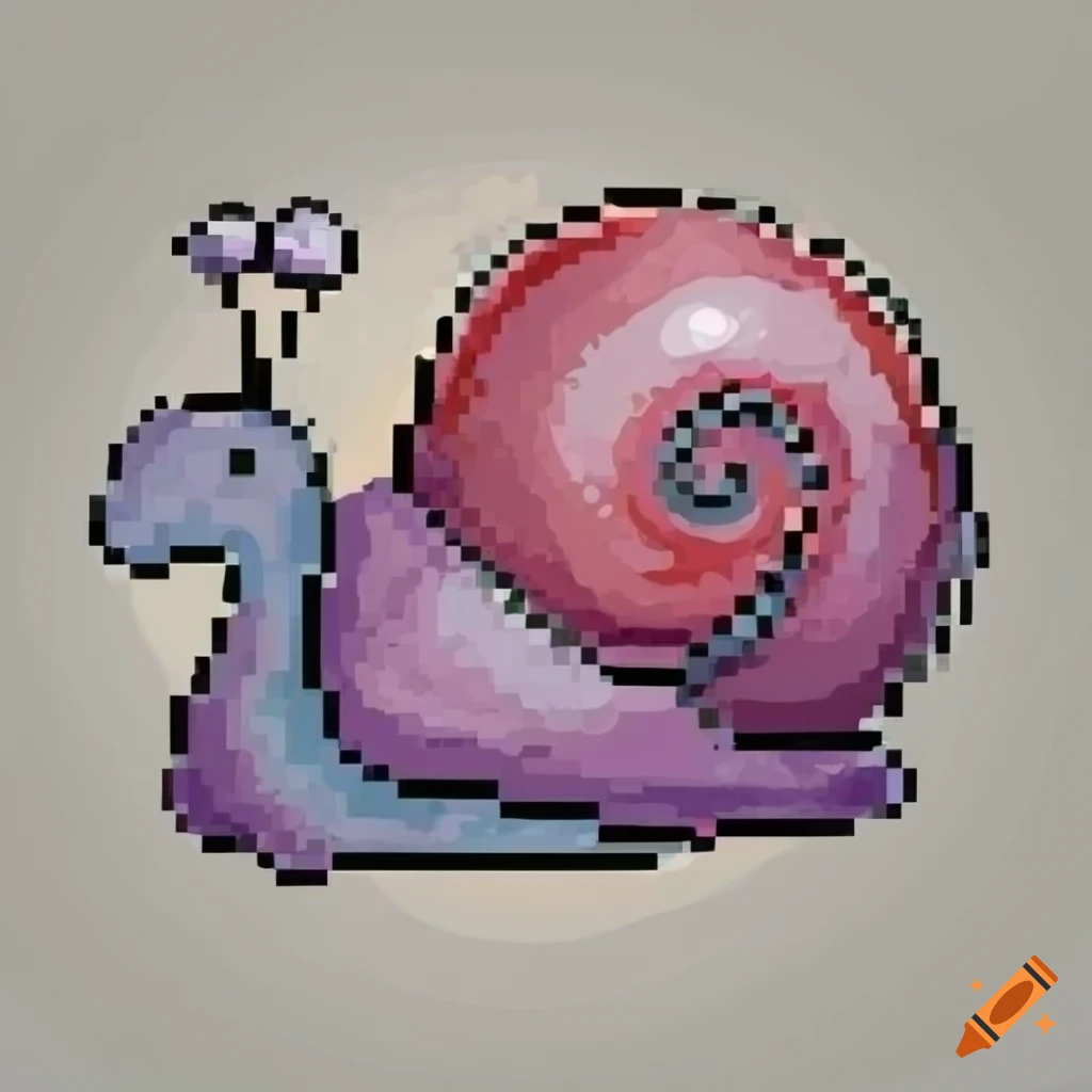 Cute pixel art snail on white background on Craiyon
