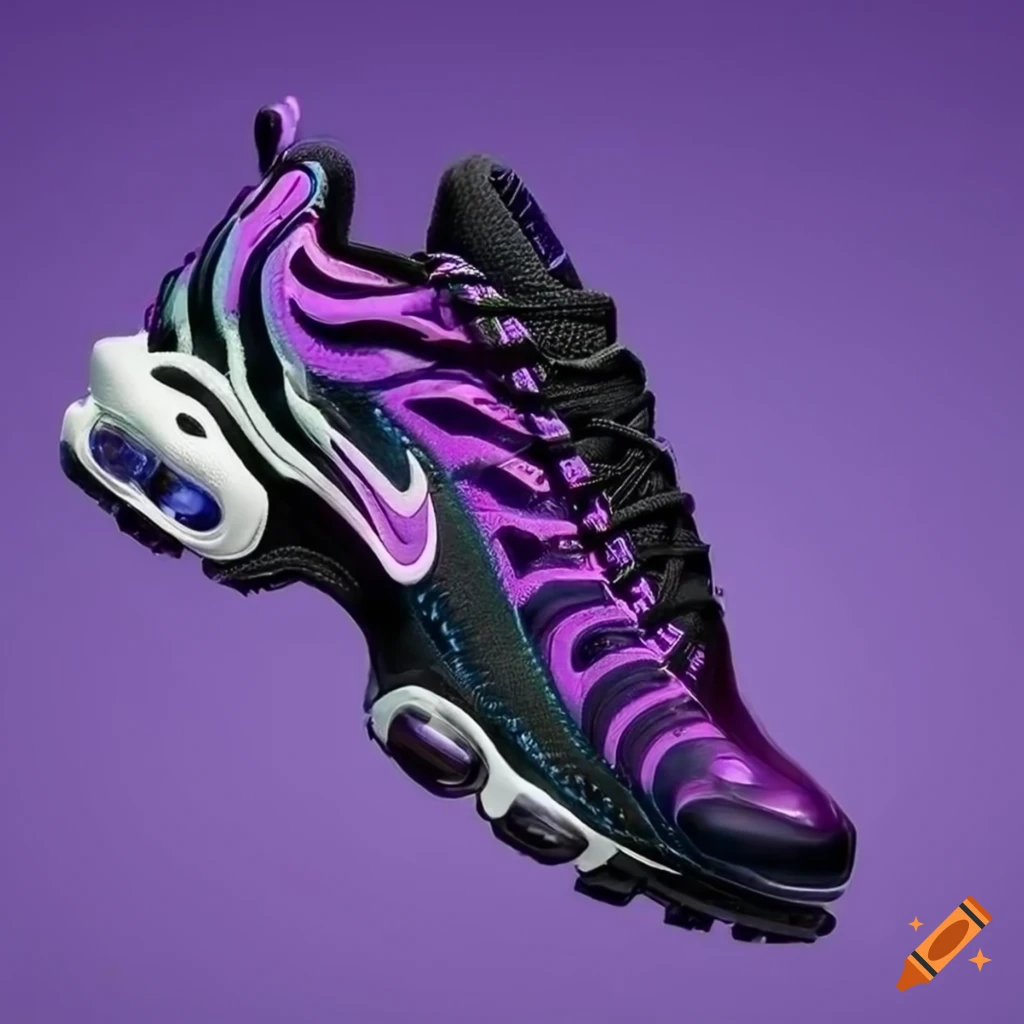 Nike air max plus sneakers in black and purple on Craiyon