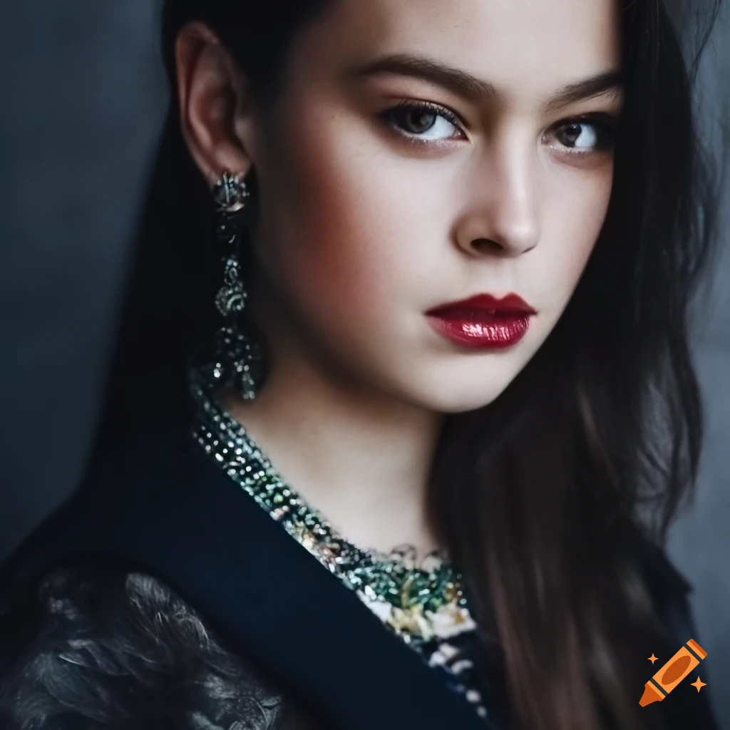 photo-realistic portrait of a young woman with a gothic style