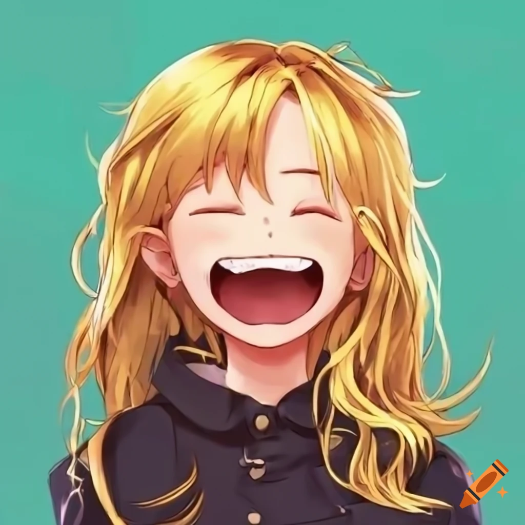joyful manga character child with blond hair