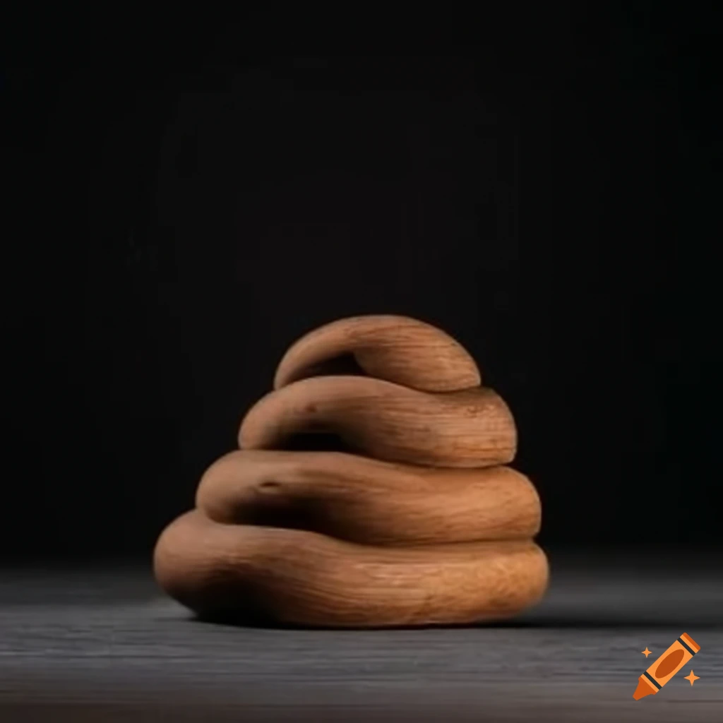 wooden sculpture of a dog poop