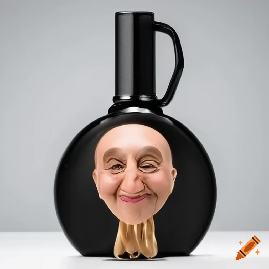 Funny shampoo bottle with caricature design