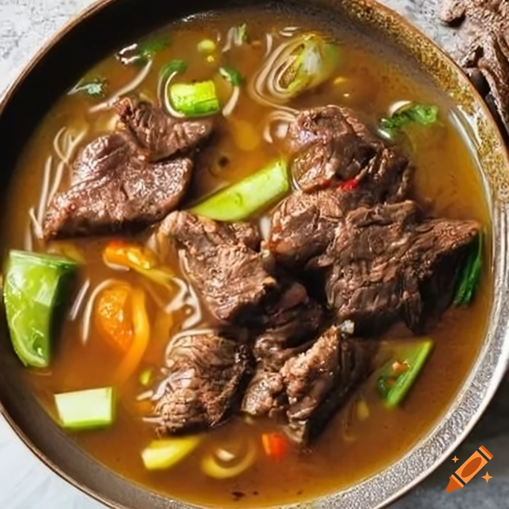 Sizzling cumin lamb and beef in golden pepper broth on Craiyon