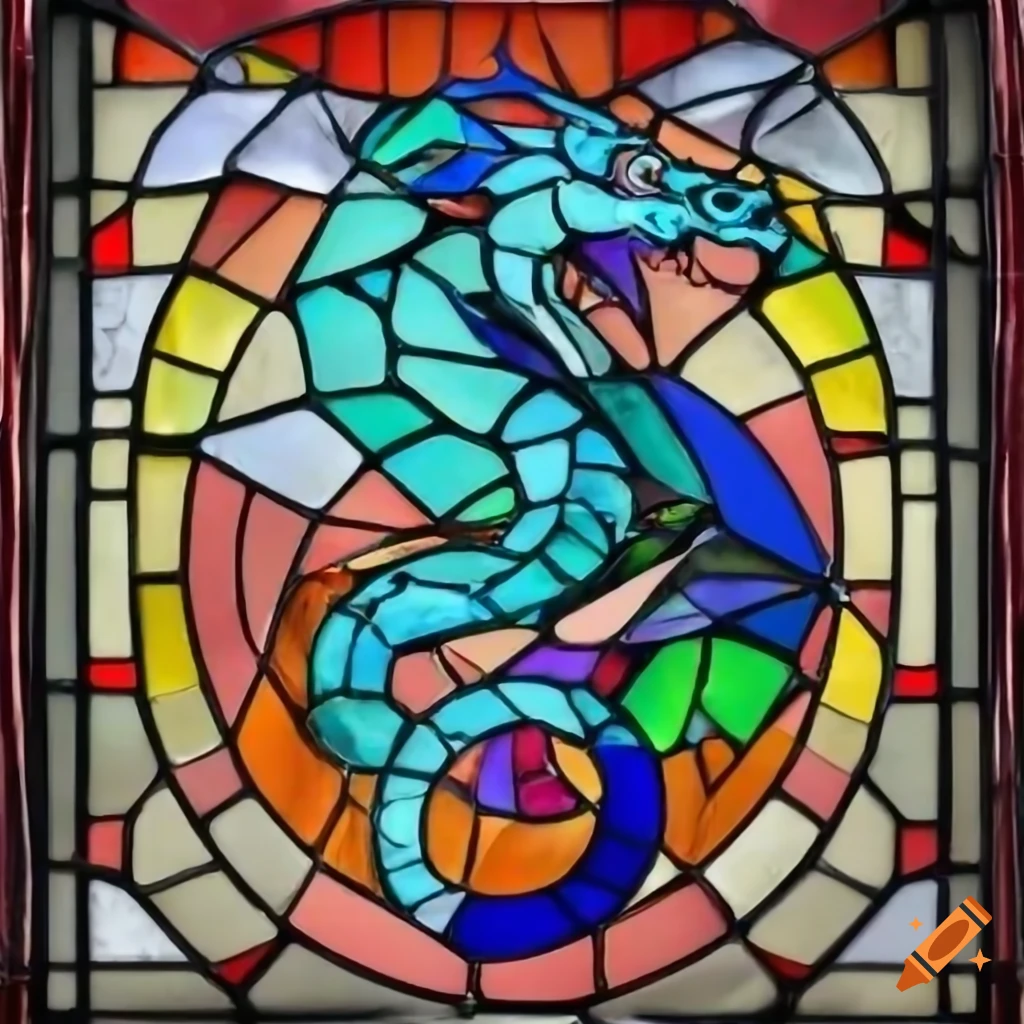 stained glass with dragon design