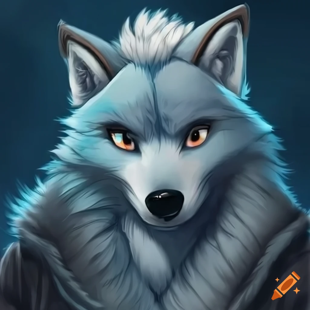 Stoic furry arctic wolf character