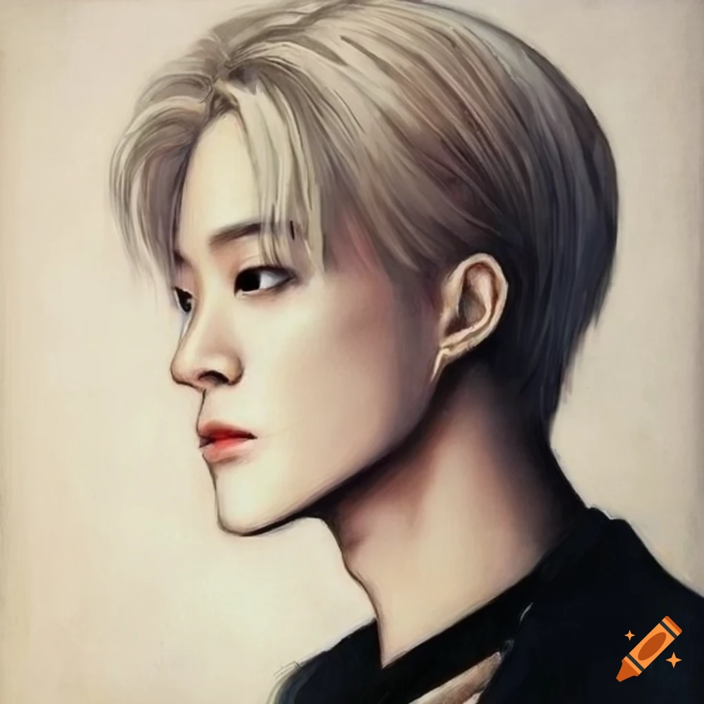 Artwork of lee jeno with blond hair on Craiyon