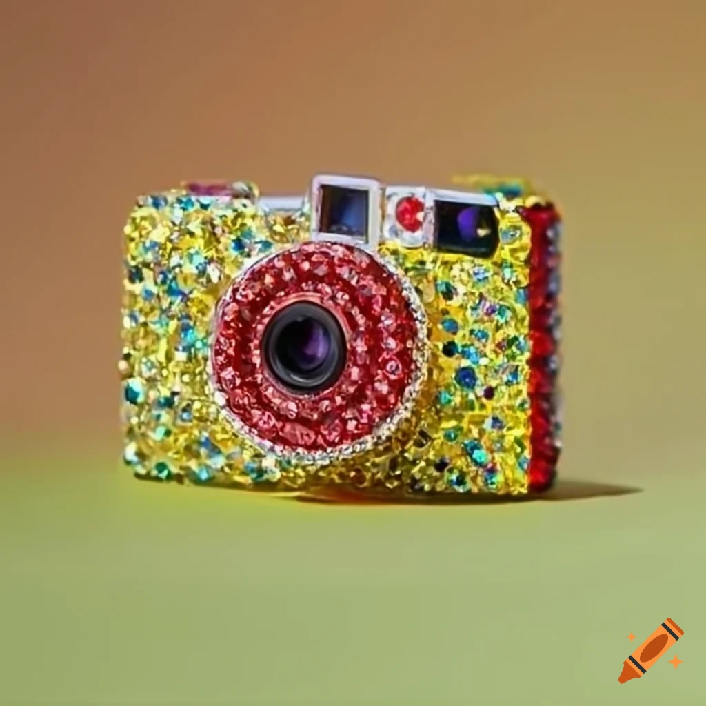 yellow-and-red-kodak-disposable-camera-with-swarovski-crystals-on-craiyon