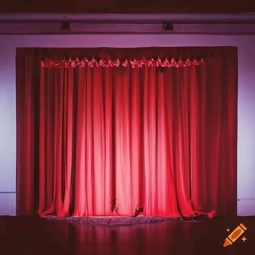 retro stage design with red and white curtain