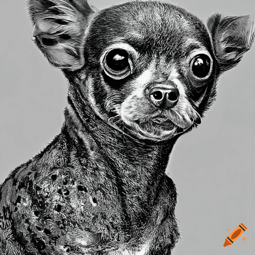 Chihuahua puppy with black coat and white markings